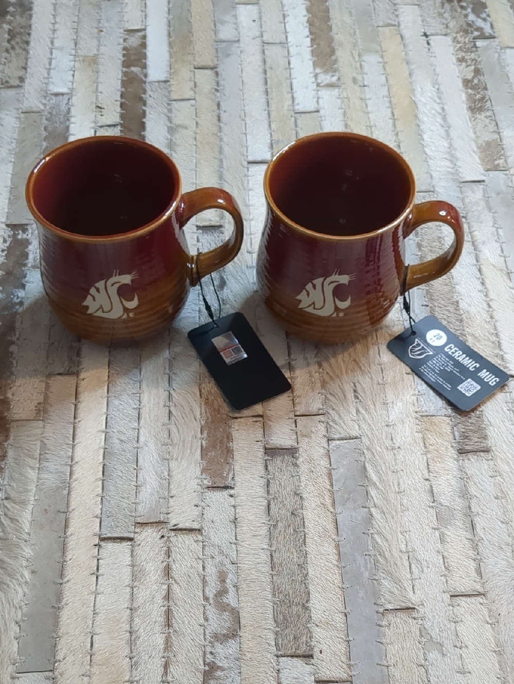 Washington State University Crimson Brown Ceramic 20 oz Mug Set NWT